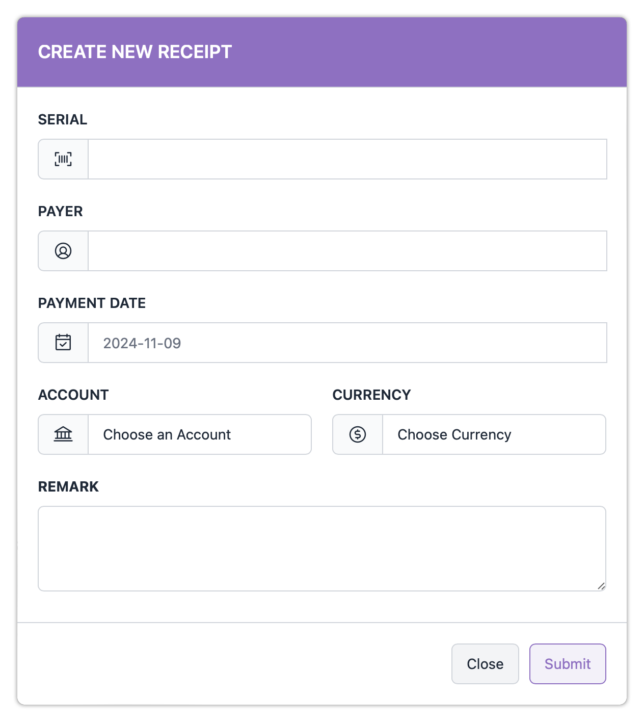 Create Receipt